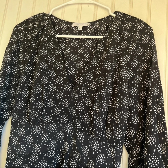Equipment Size 0 Black Long Sleeve Alexandria Star Printed Silk Dress - Picture 4 of 7